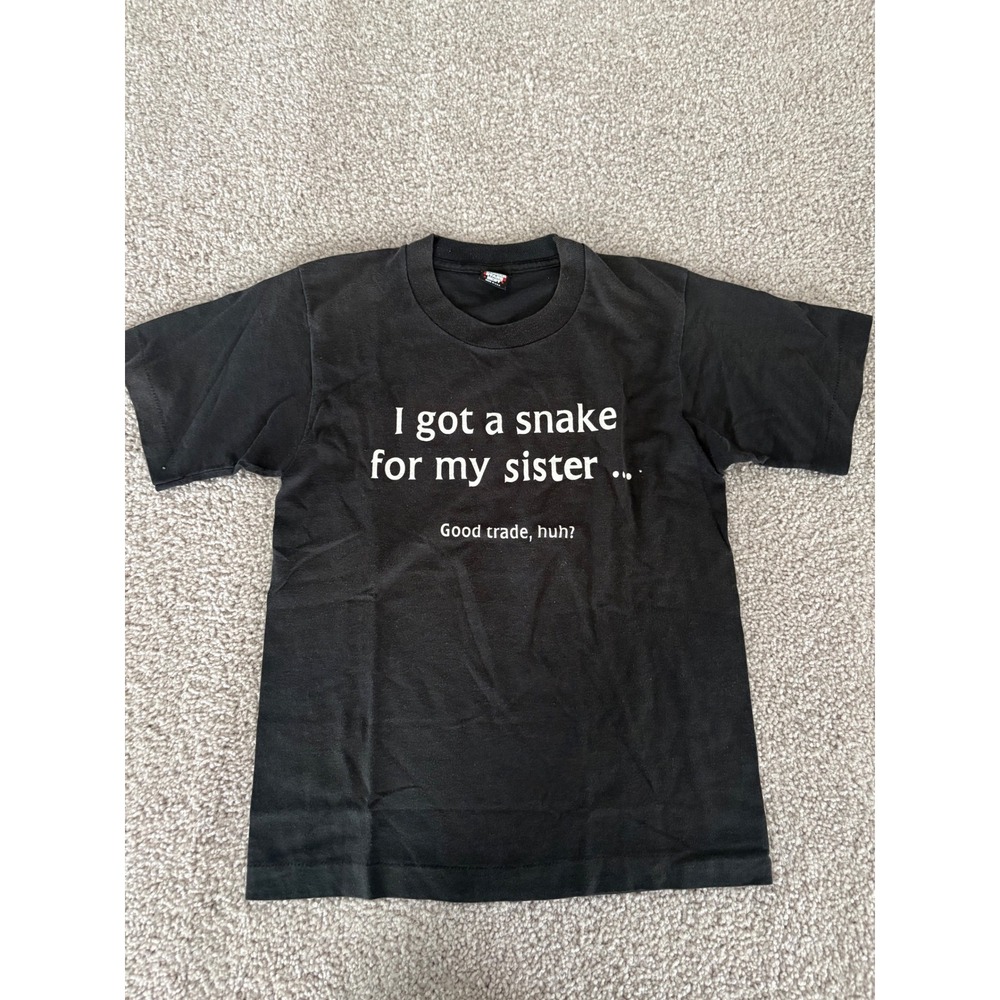 VTG 90s Screen Stars Best Snake Sister Graphic T-Shirt Black Youth 14-16 USA